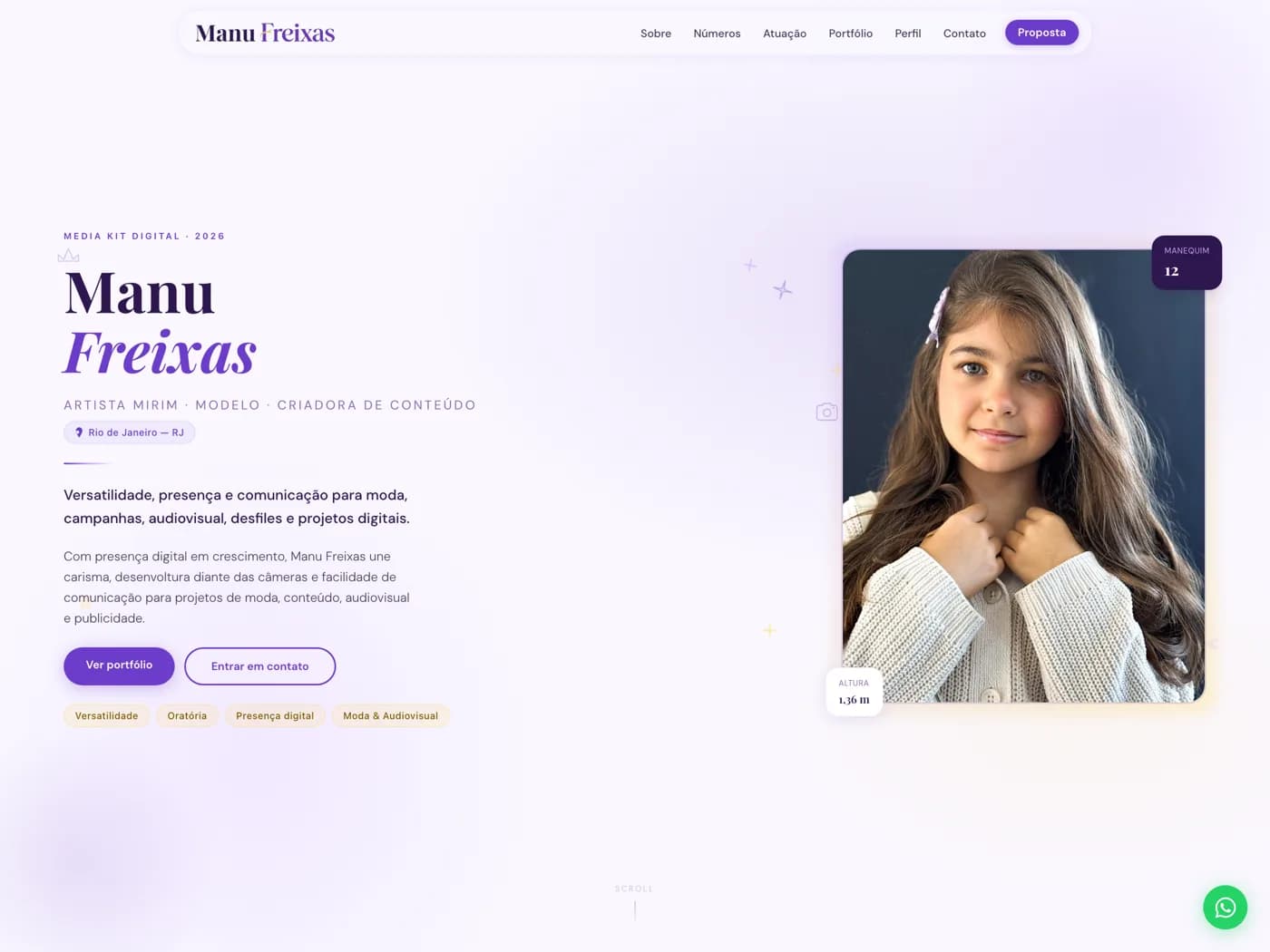 Manu Freixas, Landing page de portfólio