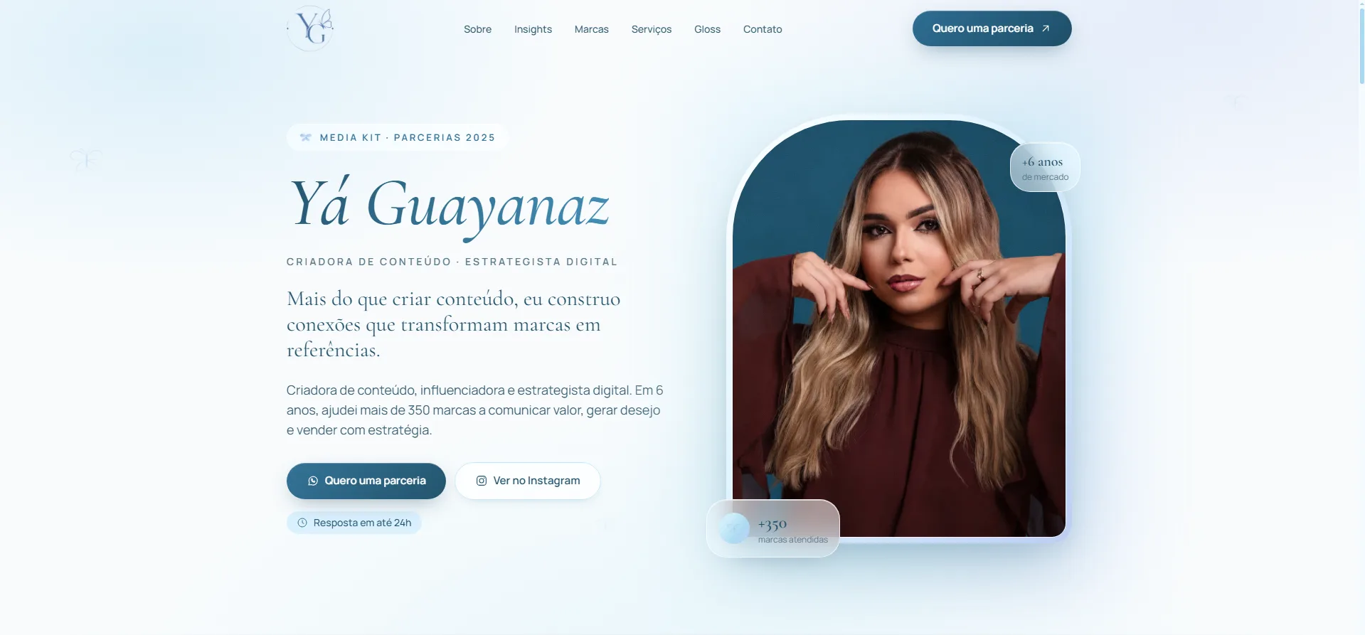 Site da Yá Guayanaz criado pela Pixeloo: mídia kit e parcerias